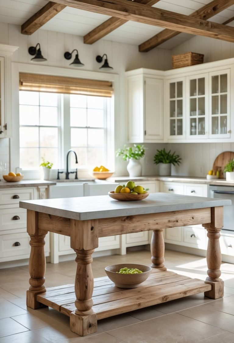 15 Rustic Farmhouse Kitchen Island Ideas for Timeless and Functional ...