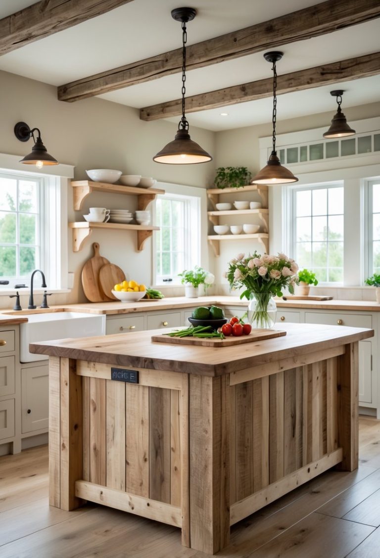 15 Rustic Farmhouse Kitchen Island Ideas for Timeless and Functional ...