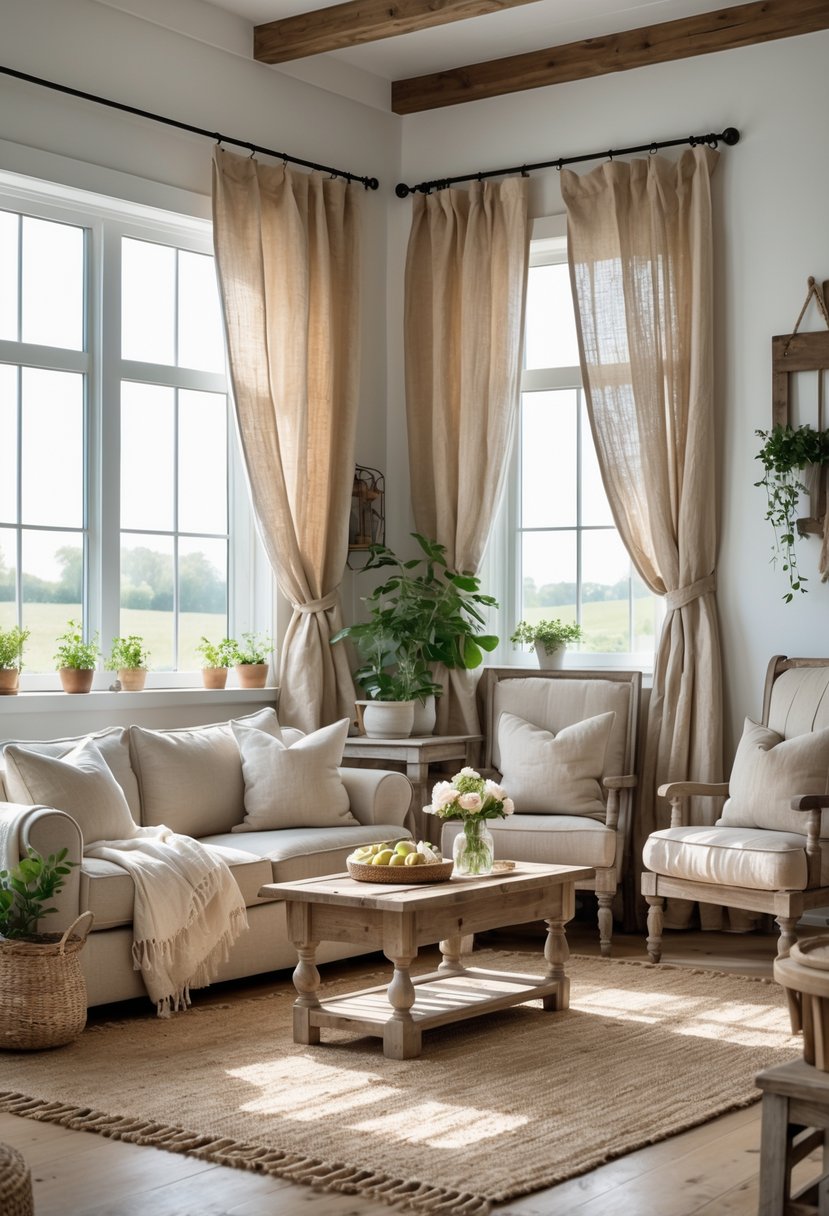 13 Farmhouse Living Room Curtains Ideas to Enhance Your Space