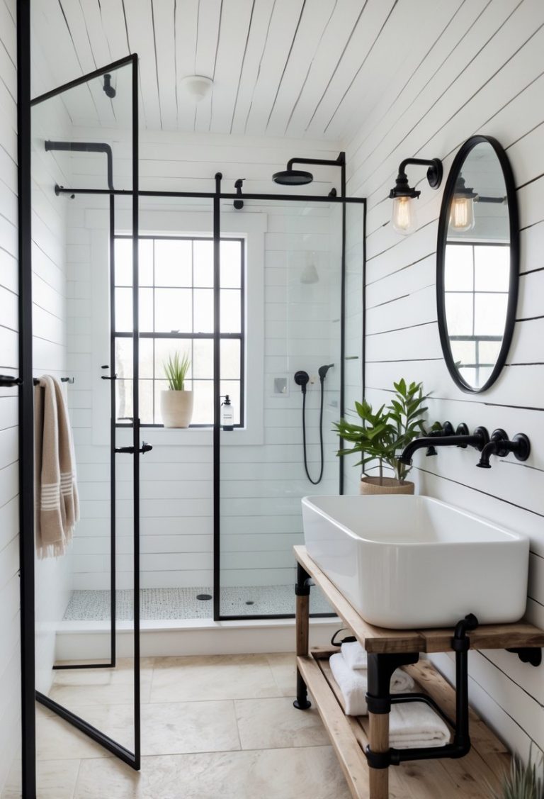 View of 14 Industrial Farmhouse Bathroom Ideas for Modern Rustic Living - Homiloft