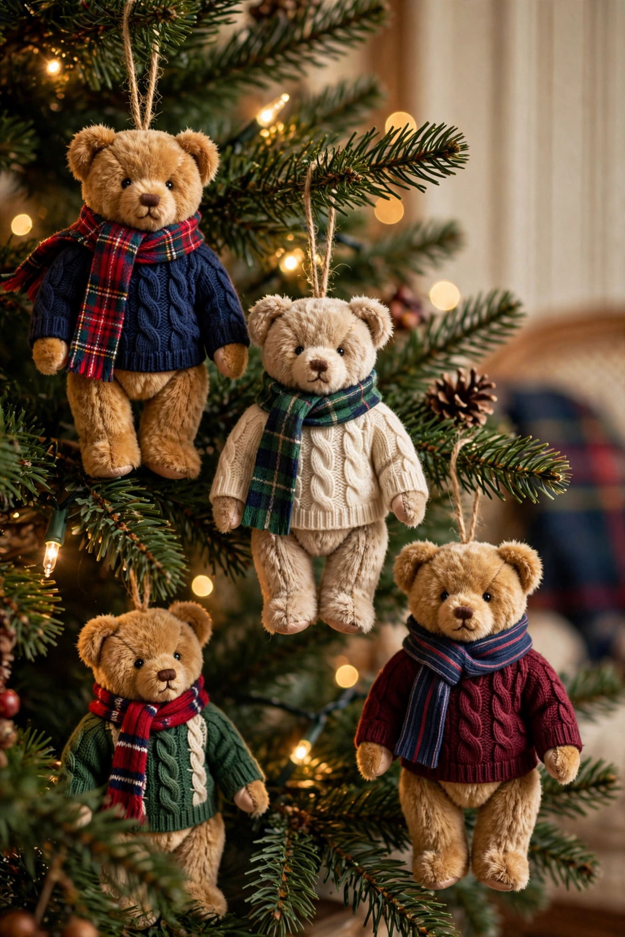 Christmas tree with Polo Bear style teddy bear ornaments